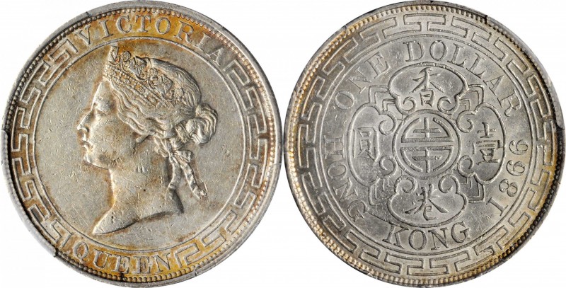 HONG KONG. Dollar, 1866. Hong Kong Mint. Victoria. PCGS Genuine--Cleaned, AU Det...