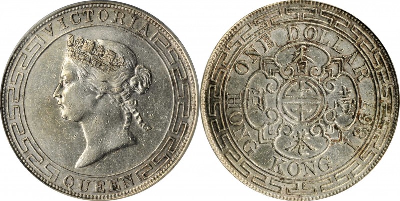HONG KONG. Dollar, 1867. Hong Kong Mint. Victoria. PCGS Genuine--Filed Rims, AU ...