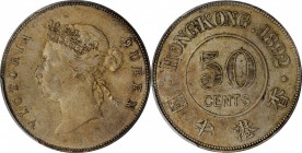 HONG KONG. 50 Cents, 1892. London Mint. Victoria. PCGS AU-53 Gold Shield.