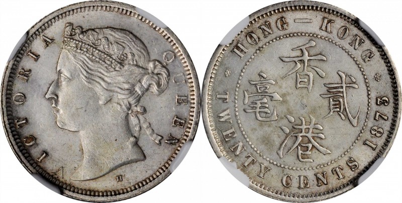 HONG KONG. 20 Cents, 1873-H. Heaton Mint. Victoria. NGC MS-63.
KM-7; Mars-C28. ...