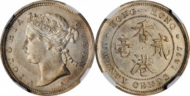 HONG KONG. 20 Cents, 1877-H. Heaton Mint. Victoria. NGC MS-61.