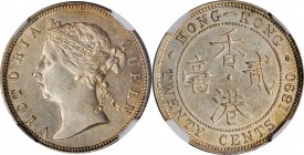 HONG KONG. 20 Cents, 1890. London Mint. Victoria. NGC AU-55.