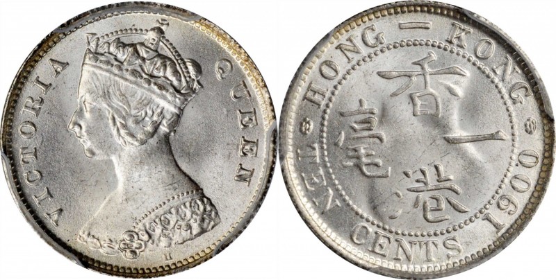 HONG KONG. 10 Cents, 1900-H. Heaton Mint. Victoria. PCGS MS-65+ Gold Shield.
KM...