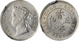 HONG KONG. 5 Cents, 1866. Hong Kong Mint. Victoria. NGC MS-65.