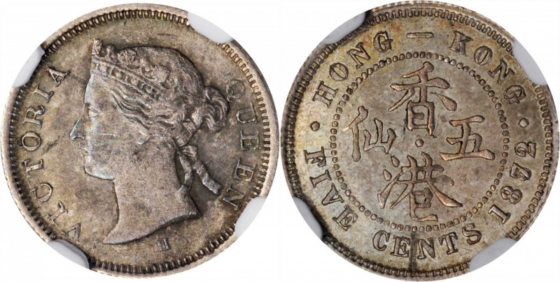 HONG KONG. 5 Cents, 1872/68-H. Heaton Mint. Victoria. NGC MS-61.
KM-5; Mars-C8....