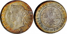 HONG KONG. 5 Cents, 1874-H. Heaton Mint. Victoria. NGC MS-65.