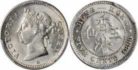 HONG KONG. 5 Cents, 1890-H. Heaton Mint. Victoria. PCGS MS-65 Gold Shield.