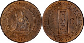 FRENCH INDO-CHINA. Cent, 1889-A. Paris Mint. PCGS PROOF-65 Red Brown.