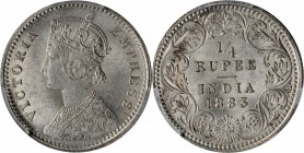 INDIA. British India. 1/4 Rupee, 1883-C. Calcutta Mint. Victoria. PCGS MS-64 Gold Shield.