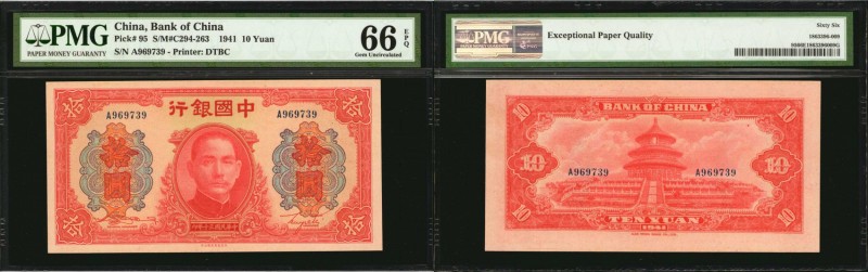 CHINA--REPUBLIC. Bank of China. 10 Yuan, 1941. P-95. PMG Gem Uncirculated 66 EPQ...