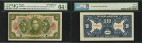 CHINA--REPUBLIC. Central Bank of China. 10 Dollars, 1923. P-177s. Specimen. PMG Choice Uncirculated 64 EPQ.
