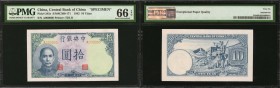 CHINA--REPUBLIC. Central Bank of China. 10 Yuan, 1942. P-245s. Specimen. PMG Gem Uncirculated 66 EPQ.