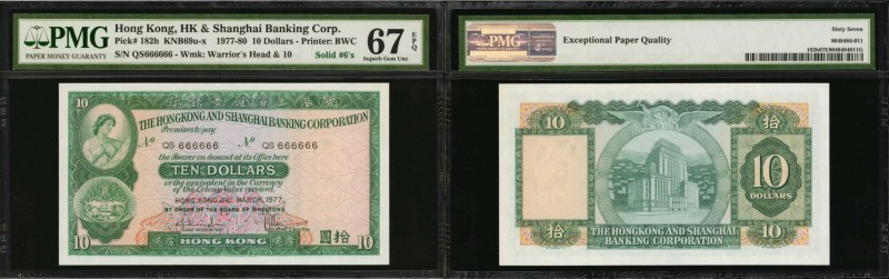 HONG KONG. Hong Kong & Shanghai Banking Corporation. 10 Dollars, 1977-80. P-182h...