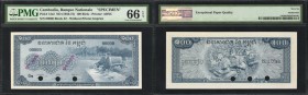 CAMBODIA. Banque Nationale du Cambodge. 100 Riels, ND (1956-72). P-13s2. Specimen. PMG Gem Uncirculated 66 EPQ.