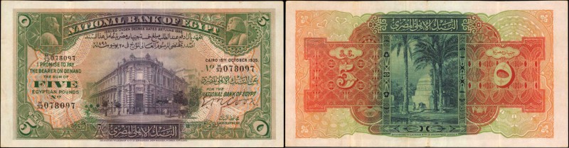 EGYPT. National Bank of Egypt. 5 Pounds, 1935. P-19b. Very Fine.
Signature of C...