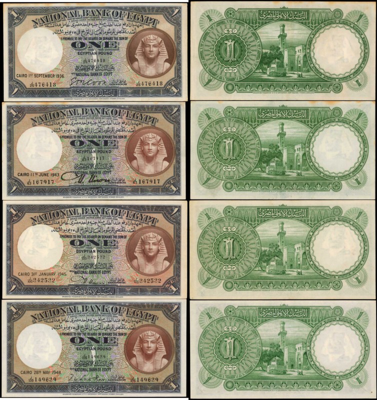 EGYPT. National Bank of Egypt. 1 Pound, 1936 to 1948. P-22b, 22c & 22d. Very Fin...