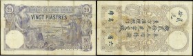 FRENCH INDO-CHINA. Banque de l'Indo-Chine. 20 Piastres, 1917. P-38b. PCGS GSG Fine 12 Details. Pinholes.