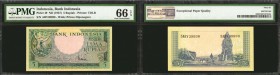 INDONESIA. Bank of Indonesia. 5 & 25 Rupiah, 1952 & ND (1957). P-44b & 49. PMG Choice Uncirculated 64 & Gem Uncirculated 66 EPQ.