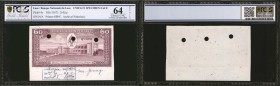 LAOS. Banque Nationale du Laos. 20 Kip, ND (1957). P-4s. Uniface Specimen Face. PCGS GSG Choice Uncirculated 64 Details. Archival Pinhole(s).