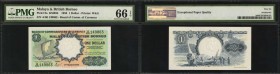 MALAYA AND BRITISH BORNEO. Board of Commissioners of Currency. 1 Dollar, 1959. P-8a. Consecutive. PMG Gem Uncirculated 66 EPQ.