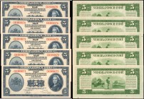 NERLANDS INDIES. Nederlandsche-Indie Muntbiljet. 5 Roepiah, 1943. P-113. Consecutive. About Uncirculated.