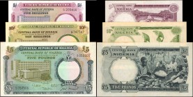 NIGERIA. Central Bank of Nigeria. 5 Shillings to 5 Pounds, ND (1967). P-6, 7 & 9. Very Fine to About Uncirculated.