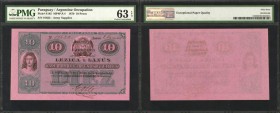 PARAGUAY. Argentine Occupation. 10 Pesos, 1870. P-S185. PMG Choice Uncirculated 63 EPQ.