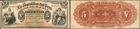 PERU. Republica del Peru. 5 Soles, 1879. P-4. Very Fine.