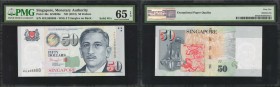 SINGAPORE. Monetary Authority. 50 Dollars, ND (2013). P-49e. Solid Serial Number. PMG Gem Uncirculated 65 EPQ.