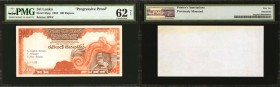 SRI LANKA. Central Bank of Ceylon. 100 Rupees, 1982. P-95pp. Progressive Proofs. PMG Uncirculated 62 Net. Printers Annotations, Previously Mounted.