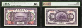 CHINA--REPUBLIC. Bank of Communications. 100 Yuan, 1914. P-120c. PMG Choice Uncirculated 64.