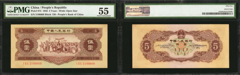 CHINA--PEOPLE'S REPUBLIC. People's Bank of China. 5 Yuan, 1956. P-872. PMG About...