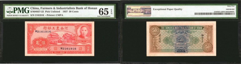 CHINA--MISCELLANEOUS. Farmers & Industrialists Bank of Honan. 50 Cents, 1937. P-...