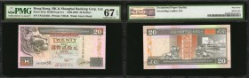 HONG KONG. Hong Kong & Shanghai Banking Corporation. 20 Dollars, 1998-2002. P-201d. Fancy Serial Number. PMG Superb Gem Uncirculated 67 EPQ.