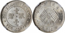 CHINA. Chekiang. 10 Cents, Year 13 (1924). NGC MS-65.