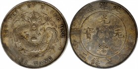 CHINA. Chihli (Pei Yang). 7 Mace 2 Candareens (Dollar), Year 34 (1908). PCGS AU-50 Gold Shield.