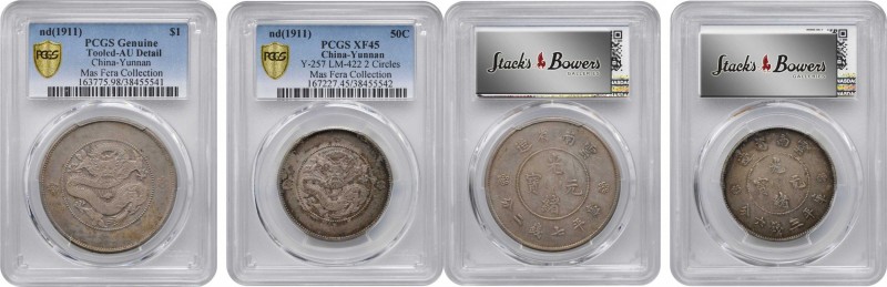 CHINA. Yunnan. Duo of Silver Denominations (2 Pieces), ND (1911). Both PCGS Gold...