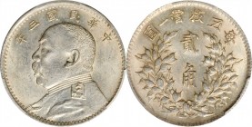 CHINA. 20 Cents, Year 3 (1914). PCGS MS-60 Gold Shield.