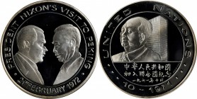 CHINA. U.S. Presidential Visit/United Nations Silver Medal, 1972. BRILLIANT PROOF.