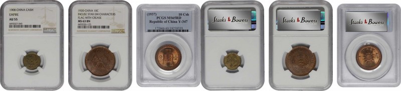 CHINA. Mixed Copper Cash (3 Pieces), 1908-37. All PCGS or NGC Certified.
1) Cas...