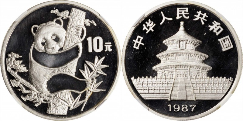 CHINA. Duo of Silver 50 & 10 Yuan (2 Pieces), 1987. Panda Series. Both NGC Certi...