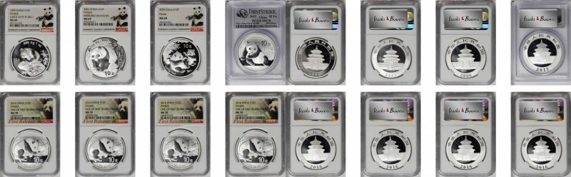 CHINA. Group of 10 Yuan Panda Issues (13 Pieces), 1999-2018. Panda Series. All N...