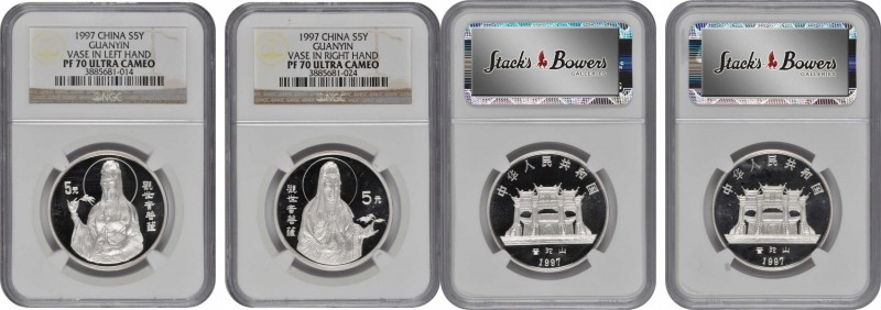 CHINA. Silver 5 Yuan (2 Pieces), 1997. Guan Yin, Goddess of Mercy. Both NGC PROO...