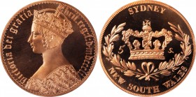 AUSTRALIA. Copper Fantasy 5 Shillings Pattern Piefort, "1851" (ca. 2000). By INA (International Numismatic Agency). Victoria. PCGS PROOF-68 Cameo Gold...