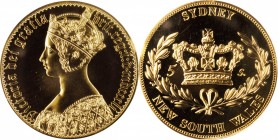 AUSTRALIA. Gilt Copper-Nickel Fantasy 5 Shillings Pattern Piefort, "1851" (ca. 2000). By INA (International Numismatic Agency). Victoria. PCGS PROOF-6...