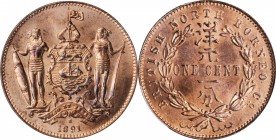 BRITISH NORTH BORNEO. Cent, 1891-H. Heaton Mint. PCGS MS-65 Red Gold Shield.