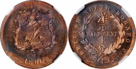 BRITISH NORTH BORNEO. 1/2 Cent, 1886-H. Heaton Mint. NGC SPECIMEN-67 Red Brown.