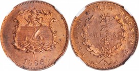 BRITISH NORTH BORNEO. 1/2 Cent, 1886-H. Heaton Mint. NGC MS-65 Red Brown.