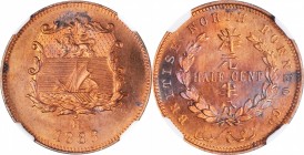 BRITISH NORTH BORNEO. 1/2 Cent, 1886-H. Heaton Mint. NGC MS-65 Red Brown.