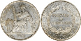 FRENCH INDO-CHINA. Piastre, 1906-A. Paris Mint. PCGS AU-55 Gold Shield.